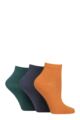 Women's 3 Pair SOCKSHOP Plain and Patterned Bamboo Ankle Socks - Plain Autumn