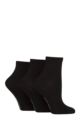 Women's 3 Pair SOCKSHOP Plain and Patterned Bamboo Ankle Socks - Plain Black