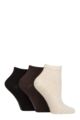 Women's 3 Pair SOCKSHOP Plain and Patterned Bamboo Ankle Socks - Plain Cocoa