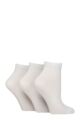 Women's 3 Pair SOCKSHOP Plain and Patterned Bamboo Ankle Socks - Plain White