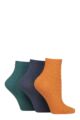 Women's 3 Pair SOCKSHOP Plain and Patterned Bamboo Ankle Socks - Textured Autumn