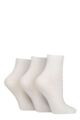 Women's 3 Pair SOCKSHOP Plain and Patterned Bamboo Ankle Socks - Textured White