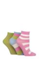 Women's 3 Pair SOCKSHOP Plain and Patterned Bamboo Ankle Socks - Striped Ocean View