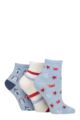 Women's 3 Pair SOCKSHOP Plain and Patterned Bamboo Ankle Socks - Patterned Nautical