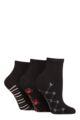 Women's 3 Pair SOCKSHOP Plain and Patterned Bamboo Ankle Socks - Patterned Sole Black / Nautical