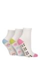 Women's 3 Pair SOCKSHOP Plain and Patterned Bamboo Ankle Socks - Patterned Sole White / Ocean View