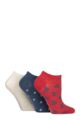 Women's 3 Pair SOCKSHOP Speckled Bamboo Trainer Socks - Nautical