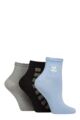 Women's 3 Pair SOCKSHOP Frill Welt Ribbed Bamboo Anklet Socks - Cats