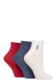 Women's 3 Pair SOCKSHOP Frill Welt Ribbed Bamboo Anklet Socks - Nautical