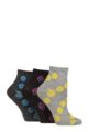 Women's 3 Pair SOCKSHOP Patterned Pelerine Bamboo Anklet Socks - Smiley Face