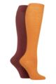 Ladies 2 Pair SOCKSHOP Plain and Patterned Bamboo Knee High Socks with Smooth Toe Seams - Marmalade