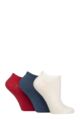 Women's 3 Pair SOCKSHOP Patterned, Striped, Plain, Ribbed and Mesh Bamboo Trainer Socks - Nautical Plain