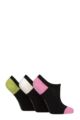 Women's 3 Pair SOCKSHOP Half Cushioned Bamboo No Show Socks - Black Contrast