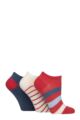 Women's 3 Pair SOCKSHOP Patterned, Striped, Plain, Ribbed and Mesh Bamboo Trainer Socks - Nautical Striped