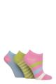 Women's 3 Pair SOCKSHOP Patterned, Striped, Plain, Ribbed and Mesh Bamboo Trainer Socks - Ocean View Striped