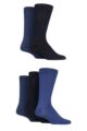 Mens 5 Pair SOCKSHOP Plain, Striped and Patterned Bamboo Socks - Blues Plain