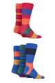 Mens 5 Pair SOCKSHOP Plain, Striped and Patterned Bamboo Socks - Bold Classic Bright Stripe