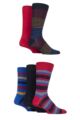 Mens 5 Pair SOCKSHOP Plain, Striped and Patterned Bamboo Socks - Classic Bright Stripe