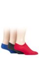 Mens 3 Pair SOCKSHOP Bamboo Mesh Loafer Liner Socks - Cobalt / Red / Grey Melange