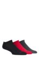 Mens 3 Pair SOCKSHOP Bamboo Cushioned Trainer Socks - Black / Grey / Red