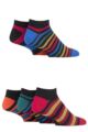 Mens 5 Pair SOCKSHOP Bamboo Striped and Plain Trainer Socks - Black / Classic Bright