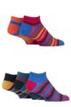 Mens 5 Pair SOCKSHOP Bamboo Striped and Plain Trainer Socks - Classic Bright