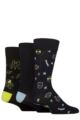 Mens 3 Pair SOCKSHOP Lazy Panda Novelty Bamboo Socks - Alien Space