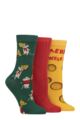 Women's 3 Pair SOCKSHOP Lazy Panda Christmas Bamboo Socks - Merry Cheesemas