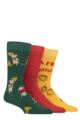 Mens 3 Pair SOCKSHOP Lazy Panda Christmas Bamboo Socks - Merry Cheesemas