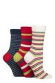 Women's 3 Pair SOCKSHOP Gentle Bamboo Socks with Smooth Toe Seams in Plains and Stripes - Nautical