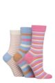 Women's 3 Pair SOCKSHOP Gentle Bamboo Socks with Smooth Toe Seams in Plains and Stripes - Ocean View