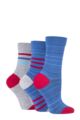 Women's 3 Pair SOCKSHOP Gentle Bamboo Socks with Smooth Toe Seams in Plains and Stripes - Alpine Red