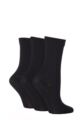 Women's 3 Pair SOCKSHOP Gentle Bamboo Socks with Smooth Toe Seams in Plains and Stripes - Black