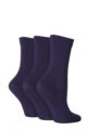 Women's 3 Pair SOCKSHOP Gentle Bamboo Socks with Smooth Toe Seams in Plains and Stripes - Navy