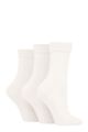 Women's 3 Pair SOCKSHOP Gentle Bamboo Socks with Smooth Toe Seams in Plains and Stripes - White