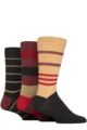 Mens 3 Pair SOCKSHOP Comfort Cuff Gentle Bamboo Striped Socks with Smooth Toe Seams - Sesame