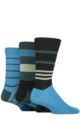 Mens 3 Pair SOCKSHOP Comfort Cuff Gentle Bamboo Striped Socks with Smooth Toe Seams - Storm