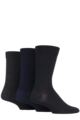 Mens 3 Pair SOCKSHOP Comfort Cuff Plain Gentle Bamboo Socks with Smooth Toe Seams - Black / Navy / Grey