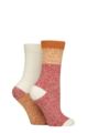 Ladies 2 Pair SOCKSHOP Velvet Soft Boot Socks - Cinnamon