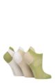 Women's 3 Pair SOCKSHOP Poly Sports No Show Socks - Khaki / Beige / White