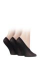 Women's 3 Pair SOCKSHOP Soft Sheen Shoe Liner Socks - Black