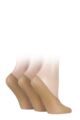 Women's 3 Pair SOCKSHOP Soft Sheen Shoe Liner Socks - Nude