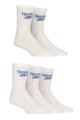 Mens and Women's 5 Pair Reebok Foundation Cotton Crew Socks - White