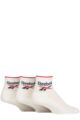 Mens and Women's 3 Pair Reebok Essentials Cotton Ankle Socks with Arch Support - White