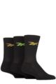 Mens and Women's 3 Pair Reebok Essentials Cotton Crew Socks with Arch Support - Black