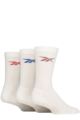 Mens and Women's 3 Pair Reebok Essentials Cotton Crew Socks with Arch Support - White