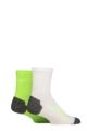 Mens and Women's 2 Pair Reebok Technical Recycled Ankle Technical Running Socks - White / Green