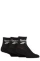 Mens and Women's 3 Pair Reebok Core Cotton Cushioned Ankle Socks - Black