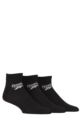 Mens and Women's 3 Pair Reebok Core Cotton Ankle Socks - Black