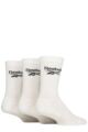 Mens and Women's 3 Pair Reebok Core Ribbed Cotton Crew Socks - White